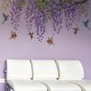 Vários Tipos de Adesivos de Parede Florais Roxos Pintados à Mão com Videiras, Pássaros e Borboletas para Decorar Quarto Infantil, Fundo de Quarto, Adesivos de Parede Autoadesivos
