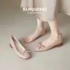 Sapatos femininos de salto baixo estilo novo para a noite, com salto grosso, coleção outono 2026, apresentando um design de laço francês, bico quadrado e abertura rasa