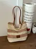 Bolso de Paja Tejida Hueco Estilo Vacaciones Artístico para Mujer, Bolso Tejido Estilo Perezoso de Playa de Verano para Viajes, Bolso de Hombro de Gran Capacidad para el Trabajo