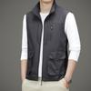 Trinta Outono Primavera e Outono Casual para o Dia a Dia Colete Jaqueta para o Dia a Dia Masculina de Meia-Idade Gola Vertical Colete Multibolsos