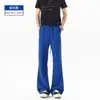 Pantalones de tiro alto ligeramente acampanados con estampado de serpiente, estilo americano, retro, pantalones casuales extralargos para hombres altos, negros