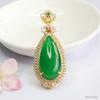 Colgante Gota de Agua de Ágata Verde Natural Guan Yu Collar de Calcedonia Verde Imperial Joyería Venta al por Mayor en Vivo S4122202L