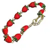 "Problemas de Bayas" Pulsera Patchwork de Fresa con Goteo de Aceite Rojo para Mujer, Diseño Lindo y Dulce, Accesorio del Día de San Valentín