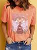 Verão europeu e americano padrão de roupas femininas impressão pescoço redondo manga curta T-shirt moda casual comércio exterior explosão T-shirt