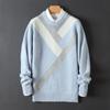Outono e Inverno Novo Suéter de Caxemira Masculino Gola Redonda Bloco de Cores Suéter Pulôver Solto Casual Tamanho Grande Lã Tricotada Suéter para Usar por Baixo