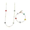 Collar de Perlas de Dopamina, Lapislázuli y Flores de Perlas, Sencillo, de Moda, Exquisito y Versátil, Cadena para Clavícula de Lujo Ligero y de Alta Gama