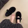 Zapatos Peludos Planos de Punta Redonda para Mujer 2026 Versátiles para Viajes Mary Jane Felpa Cálido Algodón Zapatos Planos para Otoño e Invierno
