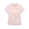 Para Comércio Exterior Transfronteiriço Europeu e Americano Roupas Femininas Aliexpress Mais Vendidas Estilo Vazado Color-Blocking Bolinhas Blusa de Manga Curta