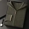 Suéter de cachemira de punto de panal grueso de doble capa para hombre, cárdigan con capucha, estilo casual "old money", chaqueta holgada y casual