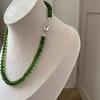 Collar de Cuentas Color Esmeralda Calcedonia para Mujer Cadena Clavícula Ágata Verde a la Moda Hebilla Cordón Dorado Estilo Chino Nuevo