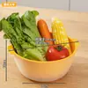 Bainabang Cabeça Cozinha Bacia de Lavar Legumes Cesto Escorredor Plástico Redondo Multifuncional Vazado Cesto de Escoamento Lavagem de Legumes Escoamento Frutas