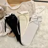 Calcetines Negros de Encaje con Volantes, Lazo Hueco y Zapatos Pequeños de Cuero, Calcetines Blancos hasta la Mitad de la Pantorrilla para Mujer, Estilo Delgado de Verano