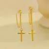 Pendientes de Aro con Colgante de Cruz de Plata de Ley 925 para Hombres y Mujeres Hip-Hop Pendientes Personalizados con Borla Diseño Nuevos Pendientes Europeos y Americanos