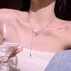 Luxo Leve Versátil Elegante Estilo Coreano INS Aço Titânio Integral Duplo Anel Puxável Colar Design de Nicho Colar da Moda