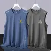 Chaleco de Seda de Hielo para Hombre Verano Deportes Fitness Camiseta Base Hombro Ancho Entrenamiento Camiseta sin Mangas Delgada Secado Rápido Top de Hombre Trendy