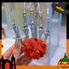 Tocado de malla con garra de calavera para Halloween, para niña, estilo gótico, con hueso de mano, personalidad de nicho, gran garra fantasma, horquilla de Diablo rosa