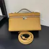 Bolsa Térmica para Marmita Modelo Novo Transfronteiriço Lp19, Bolsa Caixa de Couro Bovino de Primeira Camada, Bolsa de Ombro Único, Bolsa Transversal para Maquiagem para Mulheres