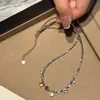 Colar de Prata com Pingente de Franja de Cristal Colorido Irregular para Mulheres, Luxo Leve, Alto Padrão, Personalizado, Requintado, Corrente de Pescoço da Moda, Corrente para Clavícula