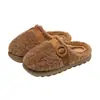 Pantuflas de Felpa Rizada de Algodón para Otoño e Invierno para Mujer 2026 Nuevo Estilo para Interiores del Hogar Cálidas con Suela Gruesa Antideslizantes Simples de Punta Cerrada