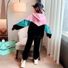 Traje deportivo infantil a juego de colores de moda otoño e invierno casual sudadera con capucha cárdigan con cremallera para niñas pantalones deportivos conjunto de dos piezas