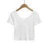 668-25 Nuevo Estilo de Verano Estilo Europeo y Americano Dos Usos Delantero y Trasero Cuello en V Manga Corta Sexy Sexy Corto Casual Top Camiseta