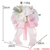 Ramo de rosas artificiales rosas estilo coreano para novias, accesorios para fotos de boda, fotografía nupcial, ramo de flores artificiales para damas de honor