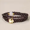 Pulsera Redonda de Granate Natural de Círculo Único y Múltiples Círculos con Accesorios de Cristal de Fresa y Jade de Tianshan, Pulsera Retro de Nuevo Estilo Chino al por Mayor