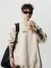 Moletom Bordado com Design de Marca Tendência Masculino Outono e Inverno Veludo Hoodie Pesado Jaqueta Solta Estilo Americano High Street para Casal