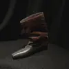 Botas de tornozelo retas da moda estilo coreano com blocos de cor de 1 cm, novo modelo outono e inverno 2026, bico fino, sem cadarço com sola reta, botas casuais estilo western