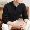Cardigã de tricô masculino espesso e quente de 730g, novo estilo outono e inverno 2026, jaqueta suéter gola alta estilo old money para homens