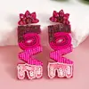 Pendientes de Borla con Diseño Simple de Amor de Cuentas de Arroz Hechos a Mano para el Día de San Valentín Transfronterizos Europeos y Americanos Letras Flores Pendientes Lindos