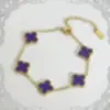 Pulsera de Acero de Titanio con Trébol de Cuatro Hojas de Nácar por Ambos Lados para Mujer para Usar en la Ducha y Asistencia Diaria Joyería de Mano de Trébol Dulce
