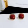 Shangren Shanghe outono e inverno novo brincos de pérola vermelha agulha de prata s925 estilo coreano elegante brincos de alta qualidade para mulheres