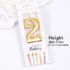 Pacote com 50 Velas Douradas com Números para Decoração de Bolo de Aniversário, Enfeites para Mesa de Sobremesa de Festa de Primeiro Aniversário Infantil