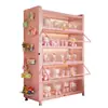 Estantería de acero con puertas de cristal, vitrina para figuras, estantería a prueba de polvo para uso doméstico, armario de almacenamiento para cajas sorpresa, armario metálico