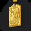 Pendente Quadrado Guan Gong Banho de Ouro Eletroplateado de Alta Qualidade Leal ao Fígado e à Justiça Marca Quadrada Pendente Guan Yu Colar Masculino Dominador Saída de Fábrica
