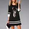 2023 comércio exterior transfronteiriço feminino desejo AliExpress estação independente estampado de Natal vestido mini de manga 3/4 à vista