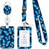 Fivela retrátil de liga de zinco branca em formato de borboleta, fácil de puxar, cordão de poliéster com estampa floral pequena, porta-crachá
