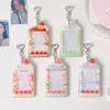 Portatarjetas Acrílico Estilo Ins para Pastel de Frutas, Protector de Tarjetas tipo Abanico, Colgante con Hebilla en Forma de Corazón, Portatarjeta de Autobús para Estudiantes