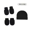 Comercio Exterior Otoño e Invierno Conjunto de Gorro y Guantes Anti-Rayaduras para Bebé Recién Nacido Gorro de Punto de Color Sólido Gorro para Bebé Suministros para Bebé