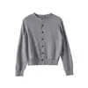 Suéter cárdigan de punto 100% lana con cuello redondo para mujer, nueva colección otoño 2026, estilo coreano, suéter de lana tejido elegante y versátil de manga larga