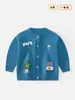 Suéter redondo de jacquard de dibujos animados para otoño e invierno para niños y niñas, top cálido de manga larga estilo coreano, chaqueta de punto para niños pequeños