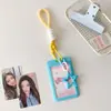 Hisocute Porta-tarjetas con cordón de estrella Estuche de exhibición para guardar tarjeta de estudiante de campus Portatarjetas pequeño para fans de estrellas Cubierta protectora para tarjeta pequeña Colgante pequeño