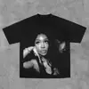 2025 Nuevo Modelo Marca Independiente de Comercio Exterior Holgada y Cómoda Retro Hip-Hop Americano Gráfico de Personaje Estampado Camiseta Casual Fa