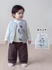 Roupa de Inverno para Meninos: Jaqueta de Penas Quente, Colete de Penas de Pato Branco, Camisa Básica e Calça de Algodão com Forro de Fleece - Conjunto de Inverno de Três Peças