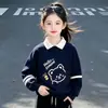 Conjunto de Sudadera Estilo Academia para Niñas Primavera y Otoño Conjunto de Dos Piezas Coreano Holgado con Cuello Polo para Niños Medianos y Mayores Ropa Deportiva Casual Otoño