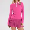 Traje de Yoga Caijue Transfronterizo con Solapa para Mujer, de Manga Larga, Ajustado, para Deportes al Aire Libre como Golf y Yoga