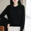 Transfronterizo 2026 Primavera/Verano Nuevo Algodón Puro Cuello Redondo Cardigan de Punto Manga Larga Mujer Bordado Cordero Holgado Versátil Top