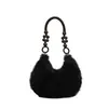 Bolso Peludo Nuevo Transfronterizo para Mujer Estilo Coreano de Moda para Viajes Portátil Bolso de Hombro Gran Capacidad Bolso de Felpa Portátil con Perlas