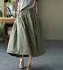 Falda Midi Retro de Dobladillo Ancho para Mujer, Elegante Color Caqui, Línea A, Color Sólido, Verano 2026